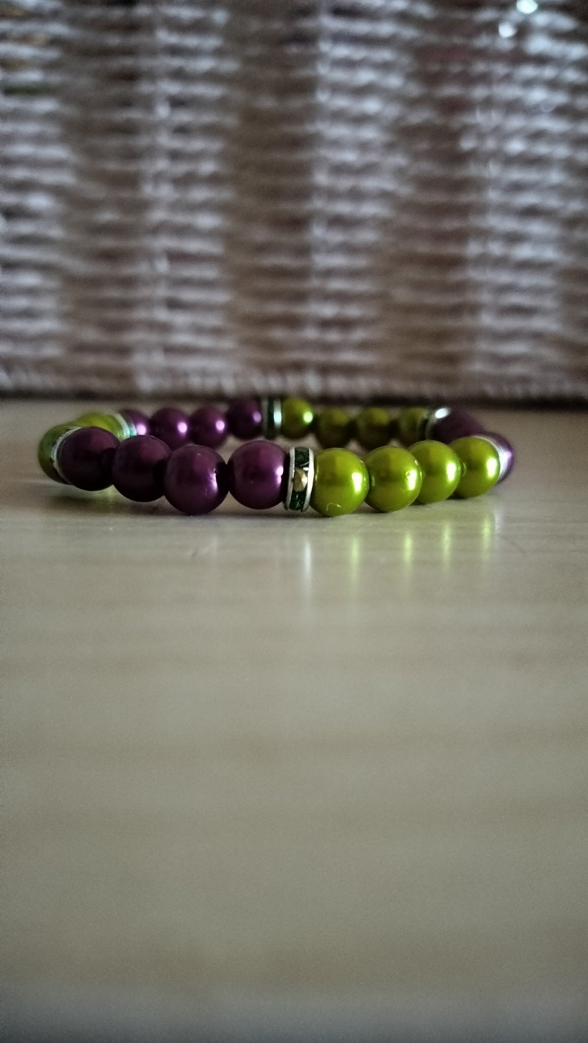 purple green gloss beads